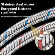 全新冷热水龙头进水软管，1/4英寸不锈钢柔性连接器，适用于水槽、面盆、单螺纹锥形头供水 - 彩色 - 查看 3