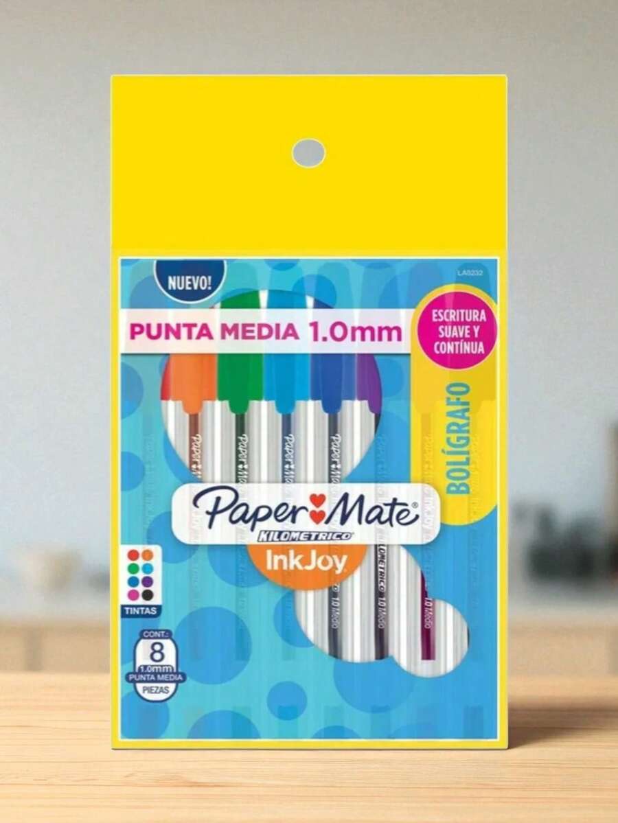 Paper Mate 8 Assorted Color Pens, Berol InkJoy Kilometric Pen, Assorted Colors, Pack Of 8 Pieces. - Multicolor - View 1