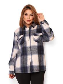 Winter Plaid Coat 2024, Warm And Versatile Underwear - Azul - Ver 2