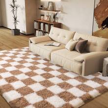 5x7 Feet Checkered Area Rugs For Living Room, Black And Pink Modern Shag Plaid Rug Washable Non-Slip Large Area Rug Super Soft Indoor Fuzzy Carpet Fluffy Rugs For Bedroom Home Aesthetic Decor