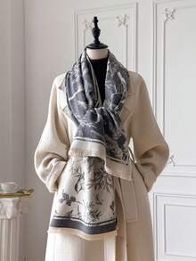 1 Stück eleganter Pflanzenmuster Jacquard Warm Schal, Boho-Stil, geeignet für klimatisierte Räume, vielseitiger Modeschal für Herbst/Winter Damen Winterschals für Kleider - Verschiedenfarbig - Übersicht 4