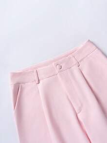 Women's Solid Color Single-Breasted Long Sleeve Blazer And Pants Set - Baby Pink - View 8