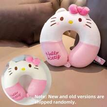 Sanrio 1 pezzo Cuscino da collo a forma di U con cartone animato Sanrio, allevia la fatica del collo, cuscino per il collo con gatto, cuscino per pisolino in ufficio, con morbidezza media, cuscino da viaggio portatile a forma di U
