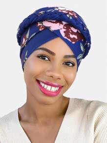 1pc Women's Handmade Braided Headscarf, African Print Head Wrap, Hair Care Cap For Daily Use
