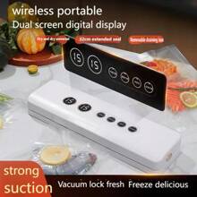 2-In-1 Digital Display Portable Household Electric Food Preservation Machine, Vacuum Food Sealer Suitable For Various Food Preservation, Vacuum Sealing Machine/Plastic Sealing Machine, Applicable To Dry, Wet, Powdery Food Vacuum Preserver