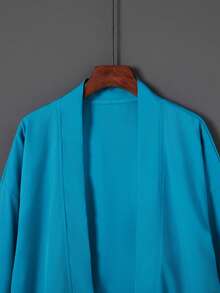Kimono Longgar Warna Polos Bergaya Retro, Penutup Tubuh Serbaguna, Gaya Hanfu Cina Terinspirasi Anime Cosplay, Pakaian Luar untuk Pantai, Pelindung Matahari - Dusty Blue - View 3