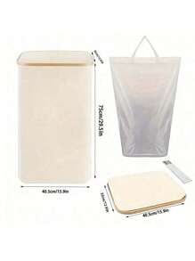 1pc Panier A Linge,Large Laundry Basket With Lid, 100L Tall Laundry Organizer Basket, Foldable Dirty Clothes Hamper With Handles, Collapsible Laundry Hamper, Waterproof Removable Bag For Bedroom Decor, Room Decor, Decorations, Decorations, Decor, Storage, Organizer Dress Pants Shoes Jeans Boots Skirtlaundry Hamper,Washing Basketbathroom Organizer,Basket,Storage Basket,Foldable Laundry Basket - Bamboo - View 8