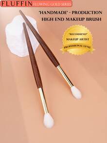 1 cọ tán phấn mắt FLUFFIN E23, 100% lông dê, màu đỏ rực, thích hợp để tạo khối cho mũi, tán phấn mắt, đầu cọ bằng đồng và cán bằng gỗ hồng mộc châu Phi, dụng cụ trang điểm, cọ kẻ lông mày, cọ tán phấn mắt, cọ xoắn ốc, quà tặng. - Gỗ đỏ - Xem 9
