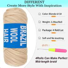 1/2/5/8 Rolls Acrylic Yarn For Brazilian Wool Braids, Suitable For African Crochet Braids, Giant Braids, Senegalese Twists, Braided Wigs, Spiral Braids, Twists, Wrap Braids, 70g/Roll - Multicolor - View 8