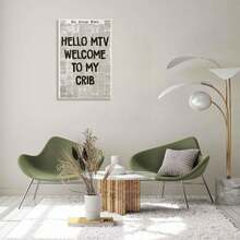 1pc Canvas Poster Vintage Newspaper Aesthetic Wall Decor Hello MTV, Welcome To My Crib Art Print Painting Room Decoration Spatial Aesthetics Wall Art Gift For Him - 無框架風格 - 查看 5