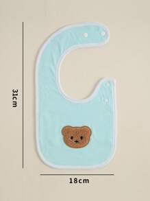 6pcs/Set Solid Color Baby Cotton Bibs, Soft Absorbent Small Bear Drool Bibs, Breathable - Multicolor 01 - View 2