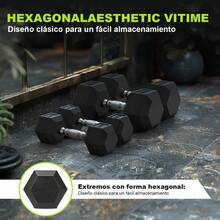 2 Mancuernas Hexagonales De Caucho 10LB 15LB 20LB 25LB Gimnasio - 15 libras - Ver 4