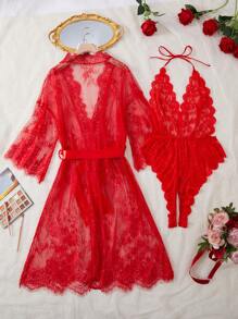 加大码蕾丝和性感紧身衣组合，完美的睡衣套装