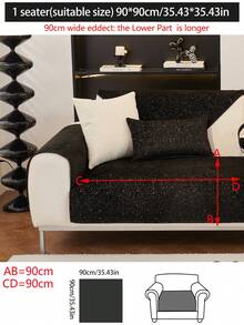 1 husă de pernă pentru canapea, pentru toate anotimpurile, modernă și minimalistă, antiderapantă pentru scaunul de canapea, rezistentă la praf și lavabilă, neagră, moale și la modă, potrivită pentru animale de companie, se potrivește canapelei în formă de L, dormitor, birou, sufragerie