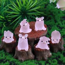 2PCS Good-Looking And Practical Luminous Resin Pig Miniature Fairy Tale Garden, Aquarium, Potted Plants - DIY Decoration For Christmas, Birthday Parties, Good Luck Charms, Random Style Delivery.