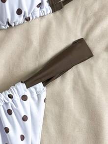 两件套几何图案和热带花卉印花休闲可爱优雅性感波西米亚风系带比基尼套装，女士沙滩度假泳装，春夏款 - 白色 - 查看 5