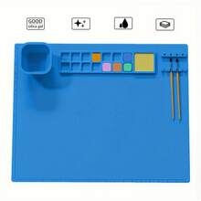 1 pieza Alfombrilla de arte de silicona reutilizable con ventosa - Azul cielo/Verde claro/Rosa, Alfombrilla de dibujo duradera para proyectos creativos, apta para pinturas al óleo, acuarela y acrílicas