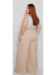 Elegant Casual Plus Size Women's Pants - Màu be - Xem 5