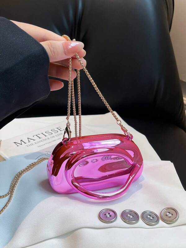 Bolso de noche de lujo y elegante para mujer, bolso cruzado asimétrico con correa de cadena, regalo para el Día de San Valentín