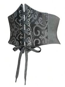 1 chiếc đai nịt eo ren đen cho nữ, phong cách Gothic gợi cảm, thích hợp cho tiệc Halloween hoặc đi làm hàng ngày - màu đen - Xem 5