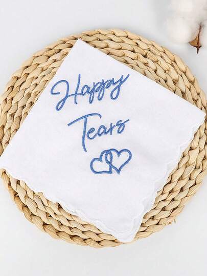 2pcs Wedding Gift Embroidered Handkerchief, Happy Tears Wedding Day Bride Gift For Bridal Shower Bachelorette Hen Party, Mom Mother In Law Gift Present Mother's Day Graduation
