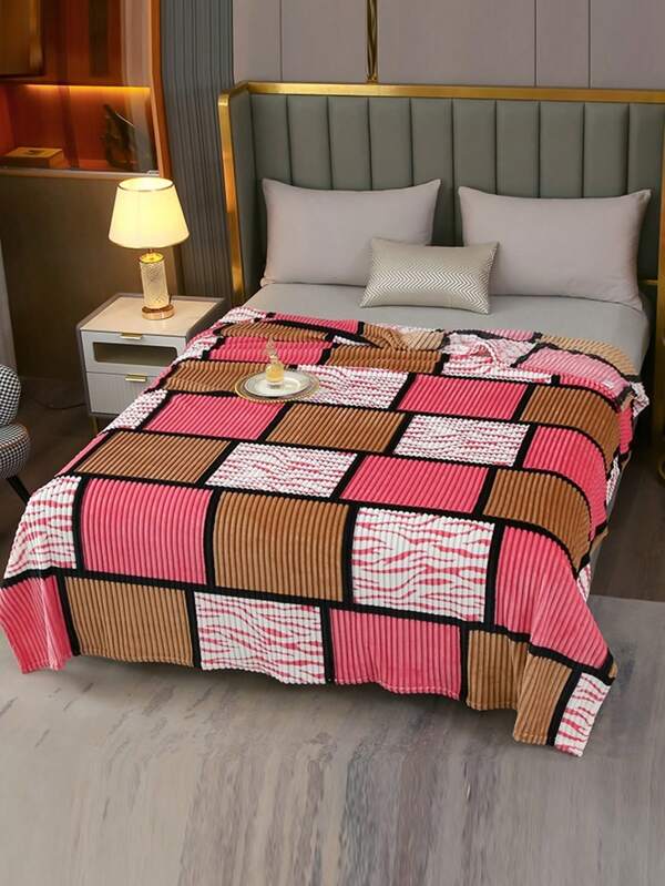 1 pièce Couverture en flanelle à carreaux imprimée, couverture multifonctionnelle et confortable pour la sieste, le canapé, le bureau, le camping, les voyages, toutes les saisons, cadeau de Noël et d'Halloween