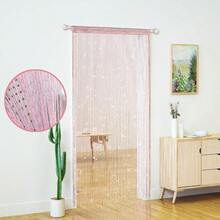 Blackout Curtains For Bedroom Privacy And Light Blocking Patterned Curtains For Modern Home Decor String Curtains For Doorways Glitter Beaded Curtains Door Sparkle Beads Curtain Open Closet Laundry Hanging Hippie Glisten Beads Window Girls Panel Light Pink 39"*79" In Rod Pocket Curtains For Easy Installation - 粉色 - 查看 6