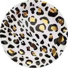 Platos de postre de leopardo, 8 unidades - Blanco, negro y dorado. - Ver 2