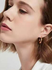 1 Pair Women's Minimalist Stainless Steel U-Shaped Earrings, Fashion Elegant Earrings