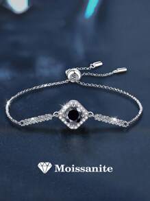 1pc Elegant Versatile 925 Sterling Silver 1 Carat Moissanite Bracelet, Suitable For Women's Daily Wear And Formal Events, Jewelry Gift