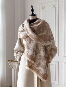 1 Stück eleganter Pflanzenmuster Jacquard Warm Schal, Boho-Stil, geeignet für klimatisierte Räume, vielseitiger Modeschal für Herbst/Winter Damen Winterschals für Kleider - Verschiedenfarbig - Übersicht 7