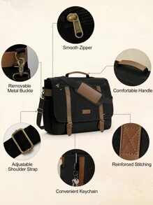 NEWHEY Messenger Bag Men 15.6 Inch Laptop Bag Vintage Canvas Briefcase Retro Work Computer Bag Large Shoulder Bag Water Resistant Cross-Body Satchel Bag For Business Office College Travel Laptop Case - Multicolor - View 6