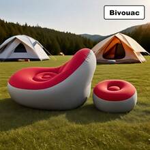 Two Piece Inflatable Sofa Set, Thick PVC Sofa, Portable Inflatable Sofa, Suitable For Camping, Beach Parties, Dormitory Living Rooms - 酒紅色 - 查看 5