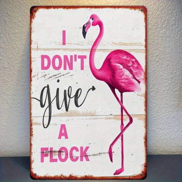 Charming Rustic Pink Flamingo Wooden Wall Art - "I Don't Give A Flock" Humorous Decorative Sign, Vintage Style For Home And Office, Flamingo Decor, 2D, Perfect For Room Decoration