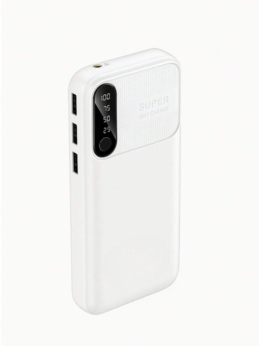 20,000 MAh Portable Battery With 3 USB Ports And Flashlight - White - View 1
