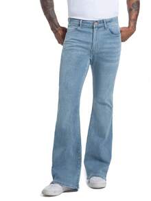 Men's Bell Bottom Jeans 60s 70s Outfits For Men,Mens Bell Bottoms Pants Flare Jeans Light Blue - Rửa nhẹ - Xem 4