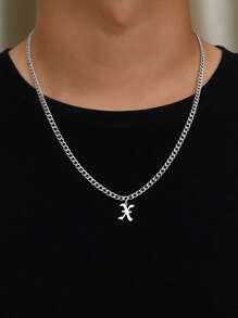 1pc Charm Fashion 26 Letters Pendant Necklace For Men Stainless Steel Jewelry Accessories For Summer Vacation Travel Beach Party