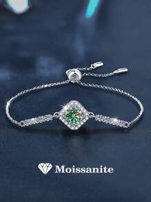 1 件优雅百搭 925 纯银 1 克拉莫桑石手链，适合女性日常佩戴、派对珠宝礼物