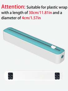 1 pieza Dispensador de película de envoltura de cocina 2 en 1, con cortador, dispensador de envoltura de plástico con cortador deslizante, cortador de película de envoltura con ventosa recargable, dispensador de envoltura de cocina, soporte de corte de bolsa fresca, dispensador de envoltura multiusos con cortador
