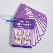 Lachilly 15 件儿童西班牙语身体部位闪卡 - 西班牙语 28 个单词教育词汇幼儿学龄前学习工具蒙特梭利玩具 - 彩色 - 查看 12