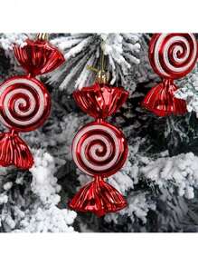 6 件镀金糖果挂饰，棒棒糖饰物，适用于圣诞树装饰、主题派对、礼品包装、房间、家居装饰、户外花园庭院装饰 - 彩色 - 查看 5