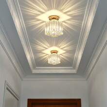 1pc Crystal Entrance Hall Light, Creative Glass Lampshade Ceiling Light For Foyer, Living Room, Corridor, No Bulb Included - Various - View 4