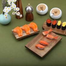 1pc Rectangular Wooden Sushi Tray With Base, Wooden Cooking Rack, Sashimi Sushi Platter, Suitable For Home Kitchen, Restaurant, Hotel, Kitchen Utensil Accessory