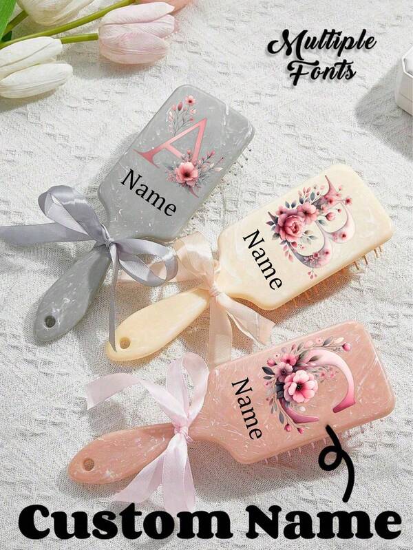 1pc Custom Comb, Personalized Hairbrush, Custom Engraved Detangling Hairbrush, Custom Name Bridesmaid Gift, Birthday Gift For Teen Girl Hair Brushes For Girl Naked Pink Air Cushion Comb, Grandma Gift, Anniversary Gift, Valentine Gift, Birthday Gift, Wedding Gift, Mother's Day Gift, Best Friend Gift, Ornamental, Letter, Exquisite,