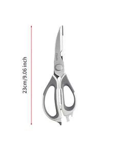 [Tijeras de Cocina Profesionales]Tijeras Multifunción de Acero Inoxidable - Corte Potente para Pollo, Carne y Verduras - Diseño Ergonómico Antideslizante - Ideal para Hogar y Parrillas - Incluye Funda Protectora (Color Plata Clásico)​ - Color acero inoxidable - Ver 2