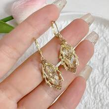 A Pair Of Elegant Purple Leaf Earrings, Versatile High-End Temperament Earrings, High-Quality Women's Jewelry, Suitable For Daily Commuting And Gatherings - Ideal Gift - 金色 - 查看 6