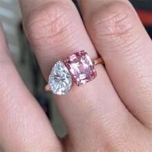 A Luxurious Ladies' Commitment Ring Set With Sparkling Cubic Zirconia, A Ladies' Engagement And Wedding Ring Symbolizing Elegance And Beauty, Luxurious Jewelry - Vàng - Xem 3