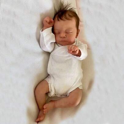 47cm weiches Vinyl Reborn Baby Puppe mit 3D-bemalter Haut, neugeborenen-ähnlich, 18 Zoll schlafende lebendige Baby Anziehpuppe Körper Spielzeug für Kinder ab 3 Jahren als Geschenk