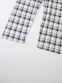 4 piezas Conjunto de pijama de manga larga para hombre, traje de ropa de estar por casa con estampado a cuadros