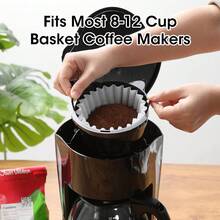 Premium 100-Count Coffee Filters 8-12 Cup Capacity - Oxygen Bleached Flat Bottom Paper For Optimal Drip Brewing, Fast Flow Design Fits Most Standard Coffee Makers, Unbleached Natural White Filters For Rich Flavor Extraction - 100 計數 - 查看 5